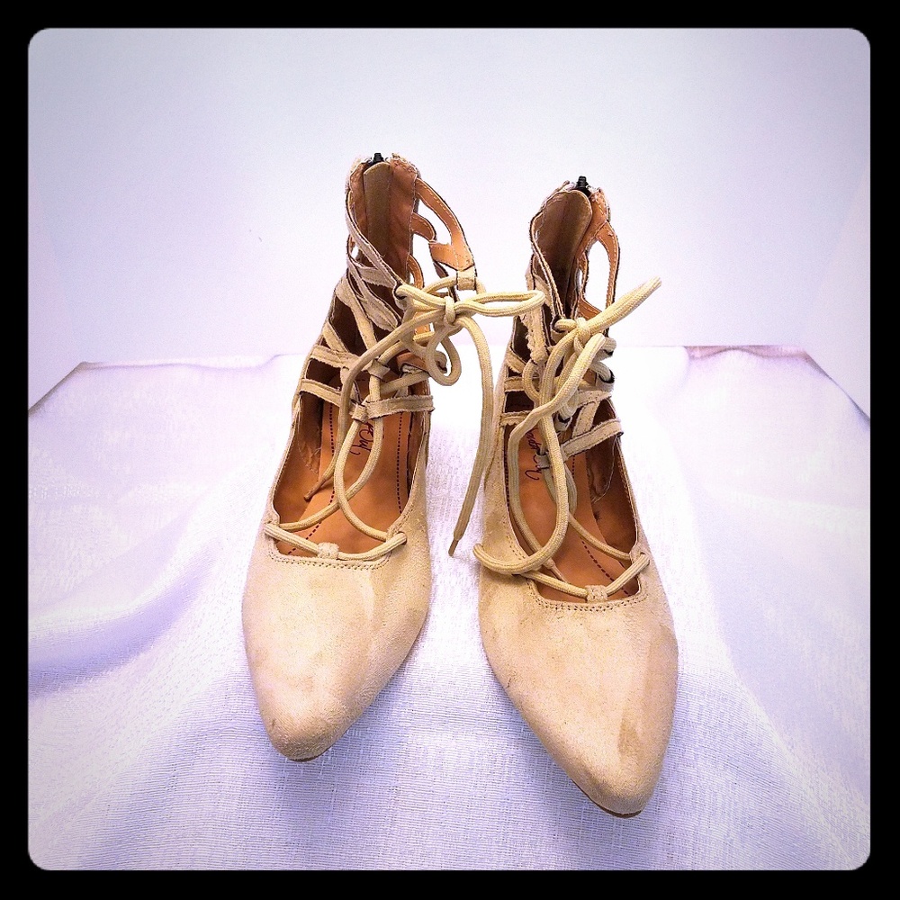 SouldOut Faux Suede Tie Up Ankle Flats